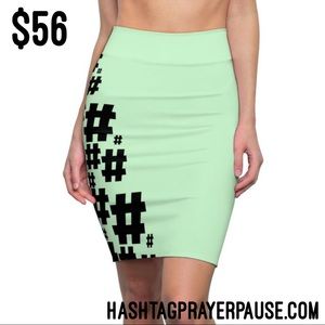 #PrayerPause Mint Cascade Women's Pencil Skirt